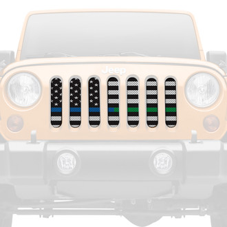 Dirty Acres® - 1-Pc American Black and White Back the Blue and Green Style Perforated Main Grille