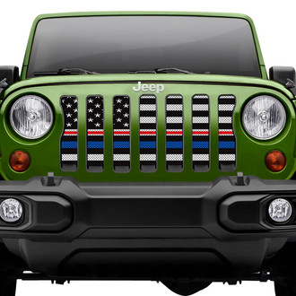 Dirty Acres® - 1-Pc American Black and White Back the Blue Style Perforated Main Grille