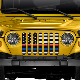 Dirty Acres® - 1-Pc American Black and White Back the Blue Style Perforated Main Grille