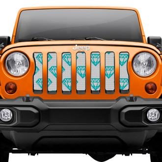 Dirty Acres® - 1-Pc Diamonds Style Teal Perforated Main Grille