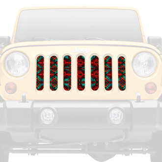 Dirty Acres® - 1-Pc Aztec Firefrost Style Red/Teal/Orange Perforated Main Grille
