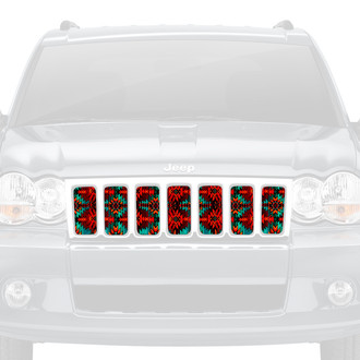 Dirty Acres® - 1-Pc Aztec Firefrost Style Red/Teal/Orange Perforated Main Grille
