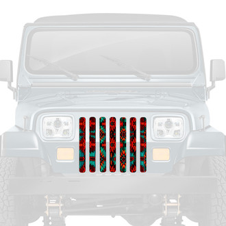 Dirty Acres® - 1-Pc Aztec Firefrost Style Red/Teal/Orange Perforated Main Grille