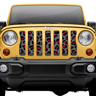 Dirty Acres® - 1-Pc Leopard Print Style Gray/Pink/Black Perforated Main Grille