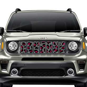 Dirty Acres® - 1-Pc Leopard Print Style Gray/Pink/Black Perforated Main Grille