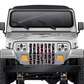 Dirty Acres® - 1-Pc Leopard Print Style Gray/Pink/Black Perforated Main Grille