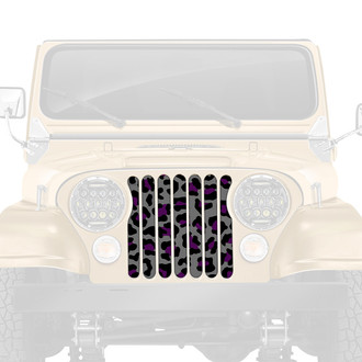 Dirty Acres® - 1-Pc Leopard Print Style Gray/Purple/Black Perforated Main Grille