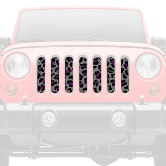 Dirty Acres® - 1-Pc Leopard Print Style Gray/Purple/Black Perforated Main Grille