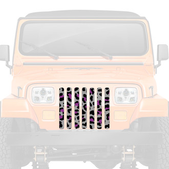 Dirty Acres® - 1-Pc Leopard Print Style Gray/Purple/Black Perforated Main Grille