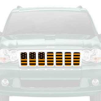 Dirty Acres® - 1-Pc Hella Yella American Flag Style Dark Gray and Black Leopard Print Perforated Main Grille