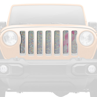 Dirty Acres® - 1-Pc Iridescent Glitter Pink Breast Cancer Ribbon Style Perforated Main Grille