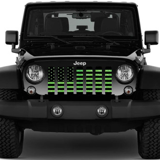 Dirty Acres® - 1-Pc American Flag Style Lime Green Fleck Perforated Main Grille