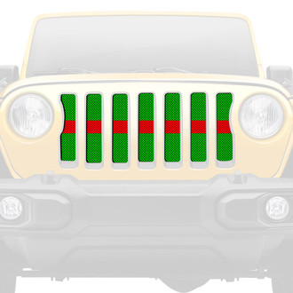 Dirty Acres® - 1-Pc Lime Green Red Line Style Perforated Main Grille