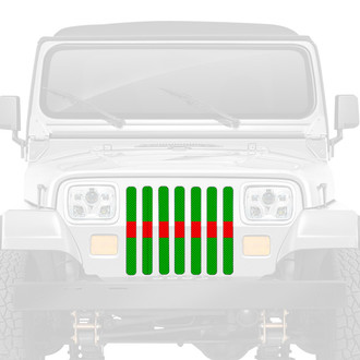 Dirty Acres® - 1-Pc Lime Green Red Line Style Perforated Main Grille