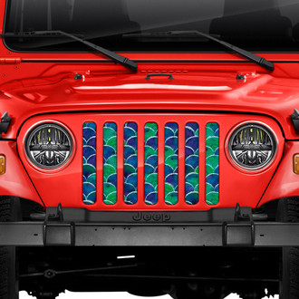 Dirty Acres® - 1-Pc Mermaid Scales Style Blue/Green Perforated Main Grille
