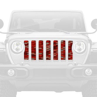Dirty Acres® - 1-Pc Mermaid Scales Style Red Perforated Main Grille