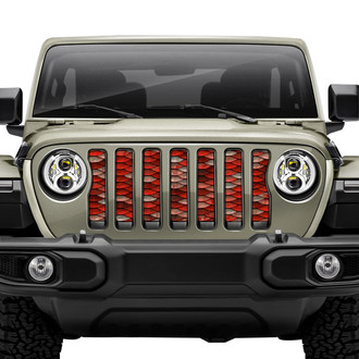 Dirty Acres® - 1-Pc Mermaid Scales Style Red Perforated Main Grille