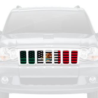 Dirty Acres® - 1-Pc Mexican American Flag Style Dark Gray and Black Leopard Print Perforated Main Grille