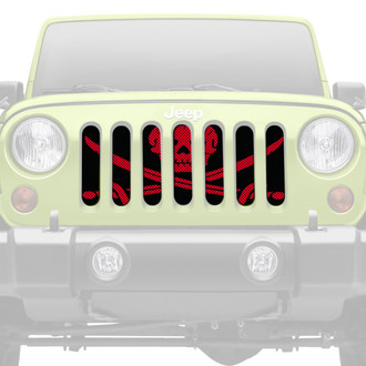 Dirty Acres® - 1-Pc Platinum Ahoy Matey Pirate Flag Style Dark Red Perforated Main Grille