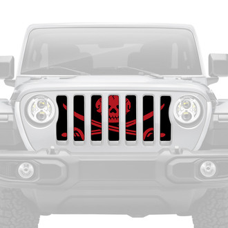 Dirty Acres® - 1-Pc Platinum Ahoy Matey Pirate Flag Style Dark Red Perforated Main Grille