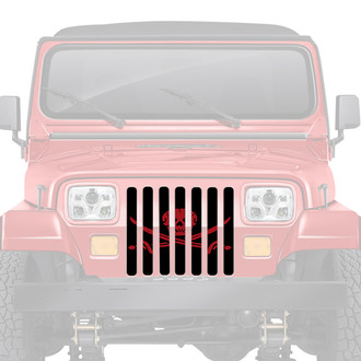 Dirty Acres® - 1-Pc Platinum Ahoy Matey Pirate Flag Style Dark Red Perforated Main Grille