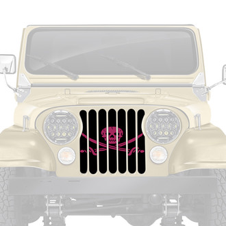 Dirty Acres® - 1-Pc Platinum Ahoy Matey Pirate Flag Style Hot Pink Perforated Main Grille