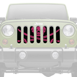Dirty Acres® - 1-Pc Platinum Ahoy Matey Pirate Flag Style Hot Pink Perforated Main Grille