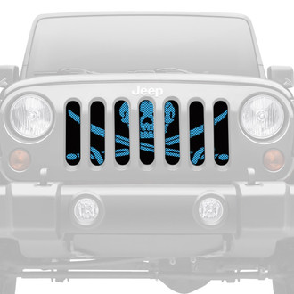 Dirty Acres® - 1-Pc Platinum Ahoy Matey Pirate Flag Style Oasis Blue Perforated Main Grille