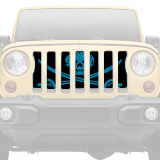 Dirty Acres® - 1-Pc Platinum Ahoy Matey Pirate Flag Style Oasis Blue Perforated Main Grille
