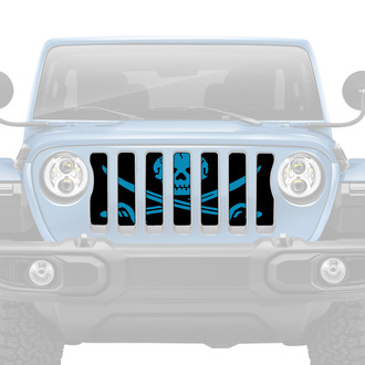 Dirty Acres® - 1-Pc Platinum Ahoy Matey Pirate Flag Style Oasis Blue Perforated Main Grille