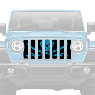 Dirty Acres® - 1-Pc Platinum Ahoy Matey Pirate Flag Style Oasis Blue Perforated Main Grille