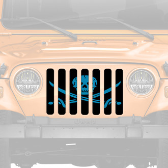 Dirty Acres® - 1-Pc Platinum Ahoy Matey Pirate Flag Style Oasis Blue Perforated Main Grille