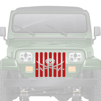 Dirty Acres® - 1-Pc Platinum Ahoy Matey Pirate Flag Style Red Perforated Main Grille