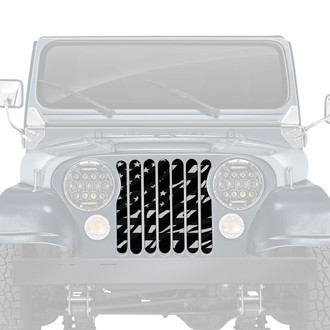 Dirty Acres® - 1-Pc Platinum Zebra American Flag Style Perforated Main Grille