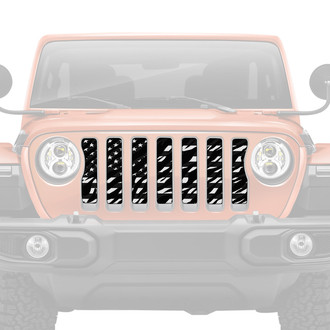 Dirty Acres® - 1-Pc Platinum Zebra American Flag Style Perforated Main Grille