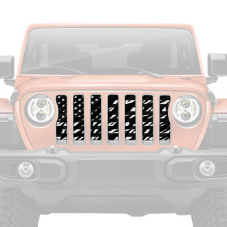 Dirty Acres® - 1-Pc Platinum Zebra American Flag Style Perforated Main Grille