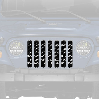 Dirty Acres® - 1-Pc Platinum Zebra American Flag Style Perforated Main Grille