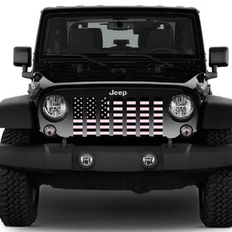 Dirty Acres® - 1-Pc Platinum Black and Baby Pink American Flag Style Perforated Main Grille