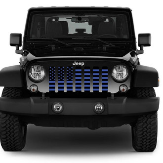 Dirty Acres® - 1-Pc Platinum American Flag Style Black/Blue Perforated Main Grille