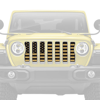 Dirty Acres® - 1-Pc Platinum American Flag Style Black/Gold Perforated Main Grille