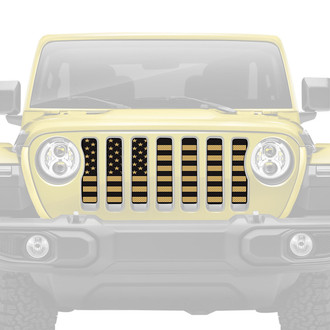 Dirty Acres® - 1-Pc Platinum American Flag Style Black/Gold Perforated Main Grille