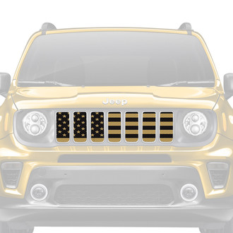 Dirty Acres® - 1-Pc Platinum American Flag Style Black/Gold Perforated Main Grille