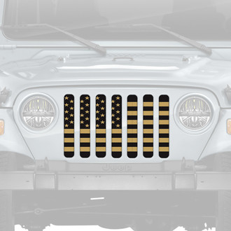 Dirty Acres® - 1-Pc Platinum American Flag Style Black/Gold Perforated Main Grille