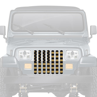 Dirty Acres® - 1-Pc Platinum American Flag Style Black/Gold Perforated Main Grille