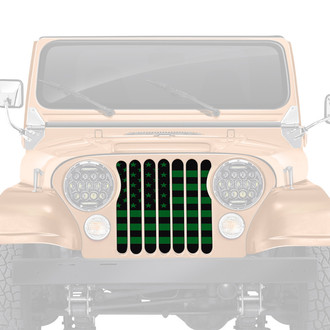 Dirty Acres® - 1-Pc Platinum American Flag Style Black/Green Perforated Main Grille