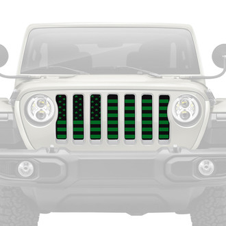 Dirty Acres® - 1-Pc Platinum American Flag Style Black/Green Perforated Main Grille