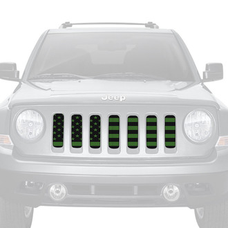 Dirty Acres® - 1-Pc Platinum American Flag Style Black/Green Perforated Main Grille