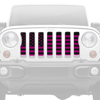 Dirty Acres® - 1-Pc Black and Hot Pink American Flag Style Perforated Main Grille