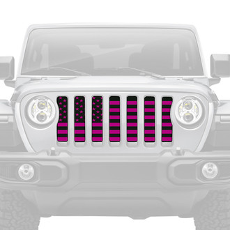 Dirty Acres® - 1-Pc Black and Hot Pink American Flag Style Perforated Main Grille