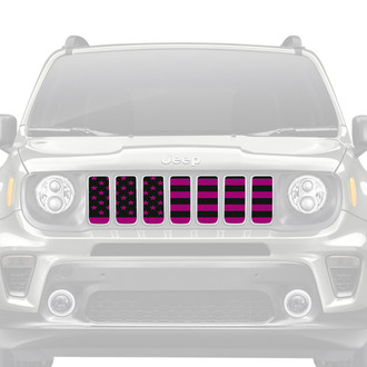 Dirty Acres® - 1-Pc Black and Hot Pink American Flag Style Perforated Main Grille